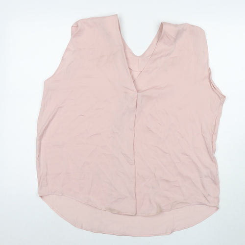 Marks and Spencer Womens Pink Polyester Basic Tank Size 18 V-Neck