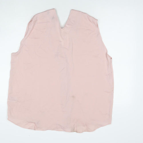 Marks and Spencer Womens Pink Polyester Basic Tank Size 18 V-Neck