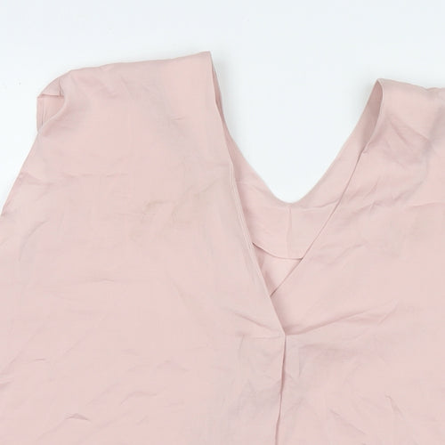 Marks and Spencer Womens Pink Polyester Basic Tank Size 18 V-Neck