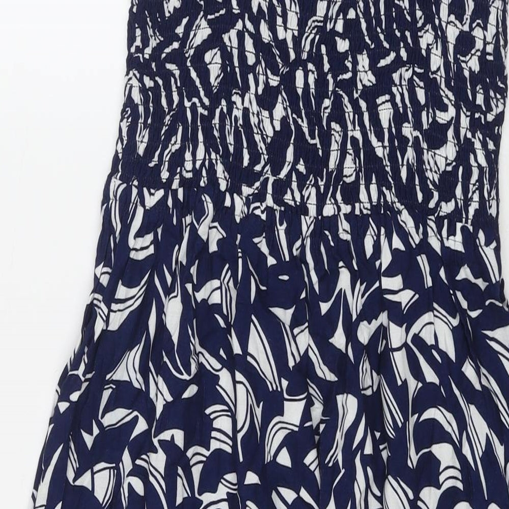 Marks and Spencer Womens Blue Floral Viscose Fit & Flare Size 12 Square Neck Pullover