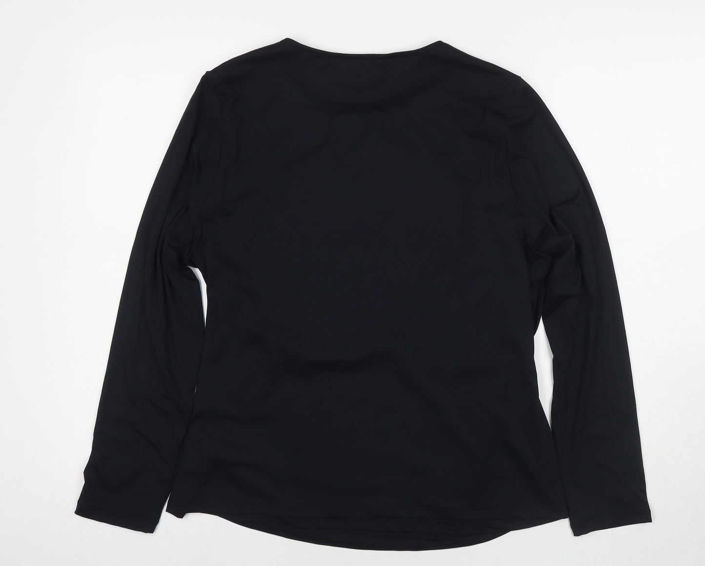 Marks and Spencer Womens Black Polyester Basic Blouse Size 2 Round Neck
