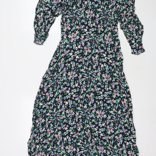 Marks and Spencer Womens Multicoloured Floral Viscose Maxi Size 8 Round Neck Zip