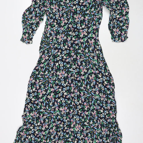 Marks and Spencer Womens Multicoloured Floral Viscose Maxi Size 8 Round Neck Zip