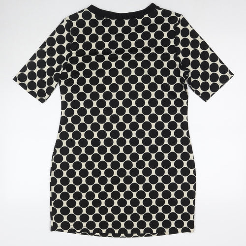 Dorothy Perkins Womens Black Polka Dot Polyester T-Shirt Dress Size 12 Round Neck Pullover