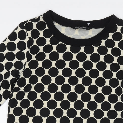Dorothy Perkins Womens Black Polka Dot Polyester T-Shirt Dress Size 12 Round Neck Pullover