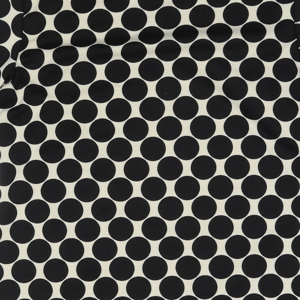 Dorothy Perkins Womens Black Polka Dot Polyester T-Shirt Dress Size 12 Round Neck Pullover