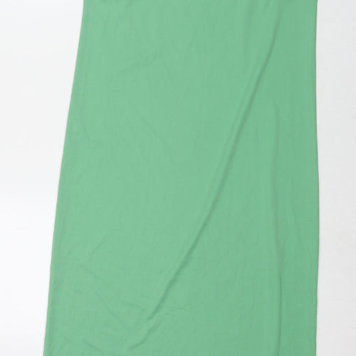 Marks and Spencer Womens Green Polyester Slip Dress Size 12 Square Neck Pullover