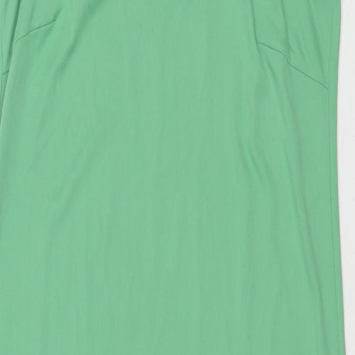 Marks and Spencer Womens Green Polyester Slip Dress Size 12 Square Neck Pullover