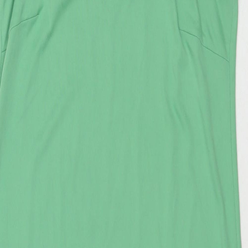 Marks and Spencer Womens Green Polyester Slip Dress Size 12 Square Neck Pullover