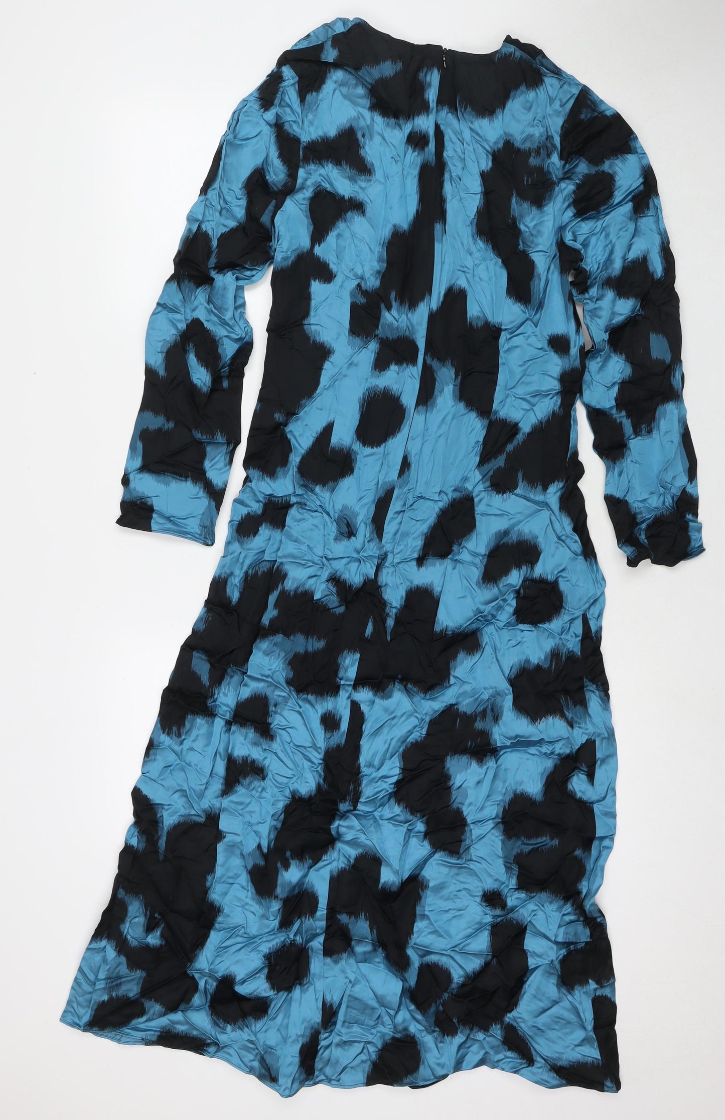 Autograph Womens Blue Geometric Viscose Maxi Size 12 Round Neck Zip