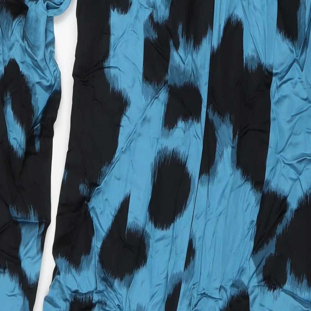 Autograph Womens Blue Geometric Viscose Maxi Size 12 Round Neck Zip