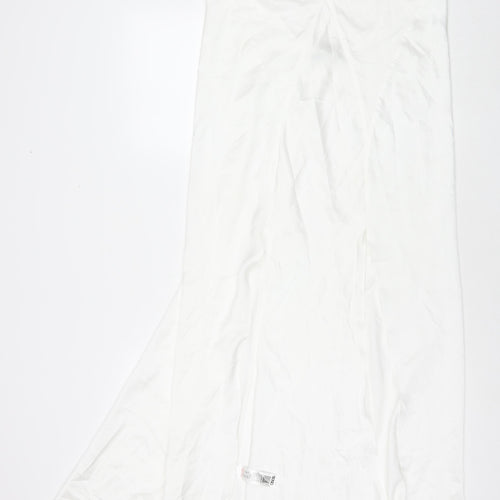 ASOS Womens White Polyester Maxi Size 12 V-Neck Pullover - Side Slit(s)
