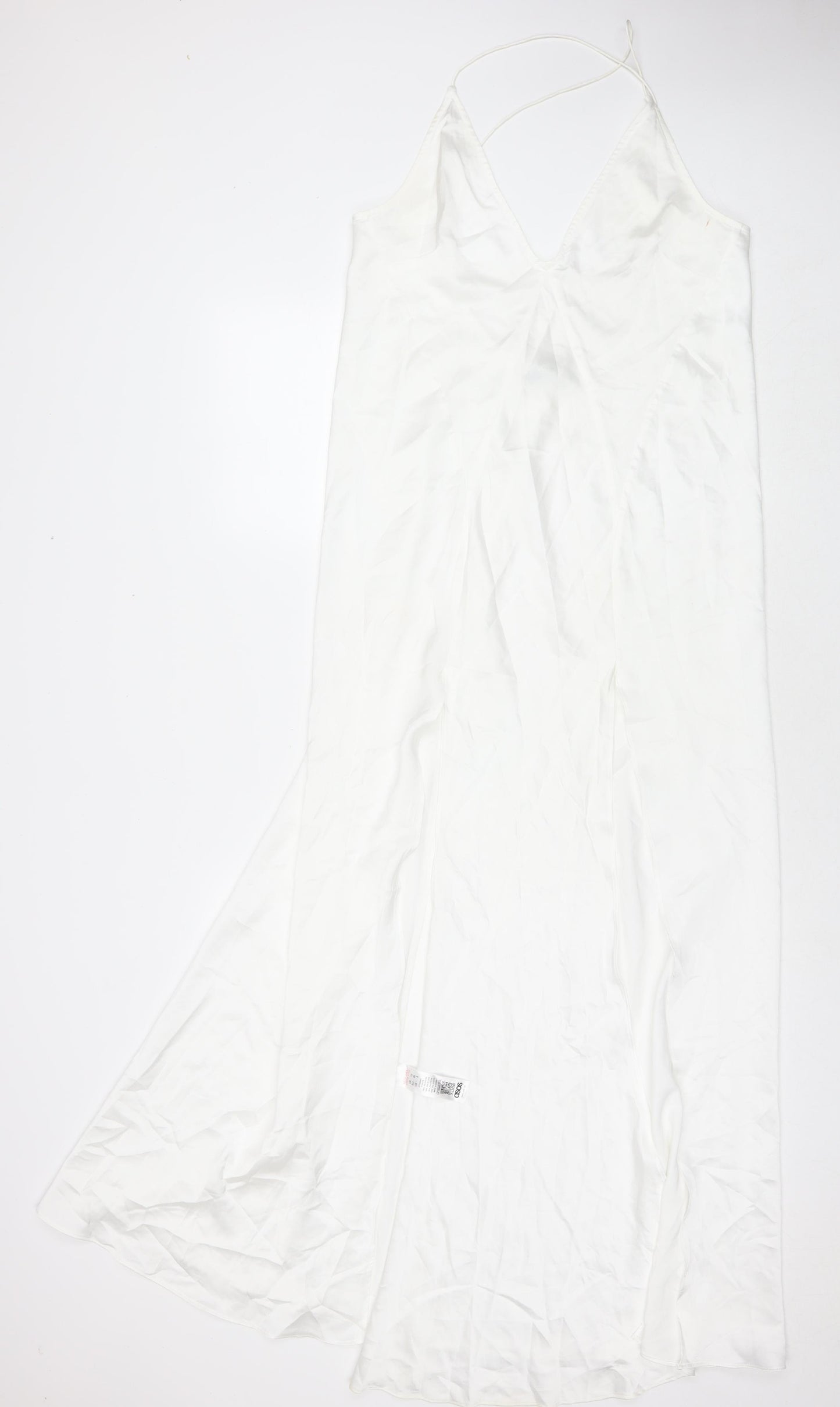 ASOS Womens White Polyester Maxi Size 12 V-Neck Pullover - Side Slit(s)