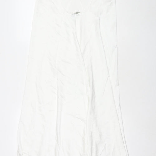 ASOS Womens White Polyester Maxi Size 12 V-Neck Pullover - Side Slit(s)