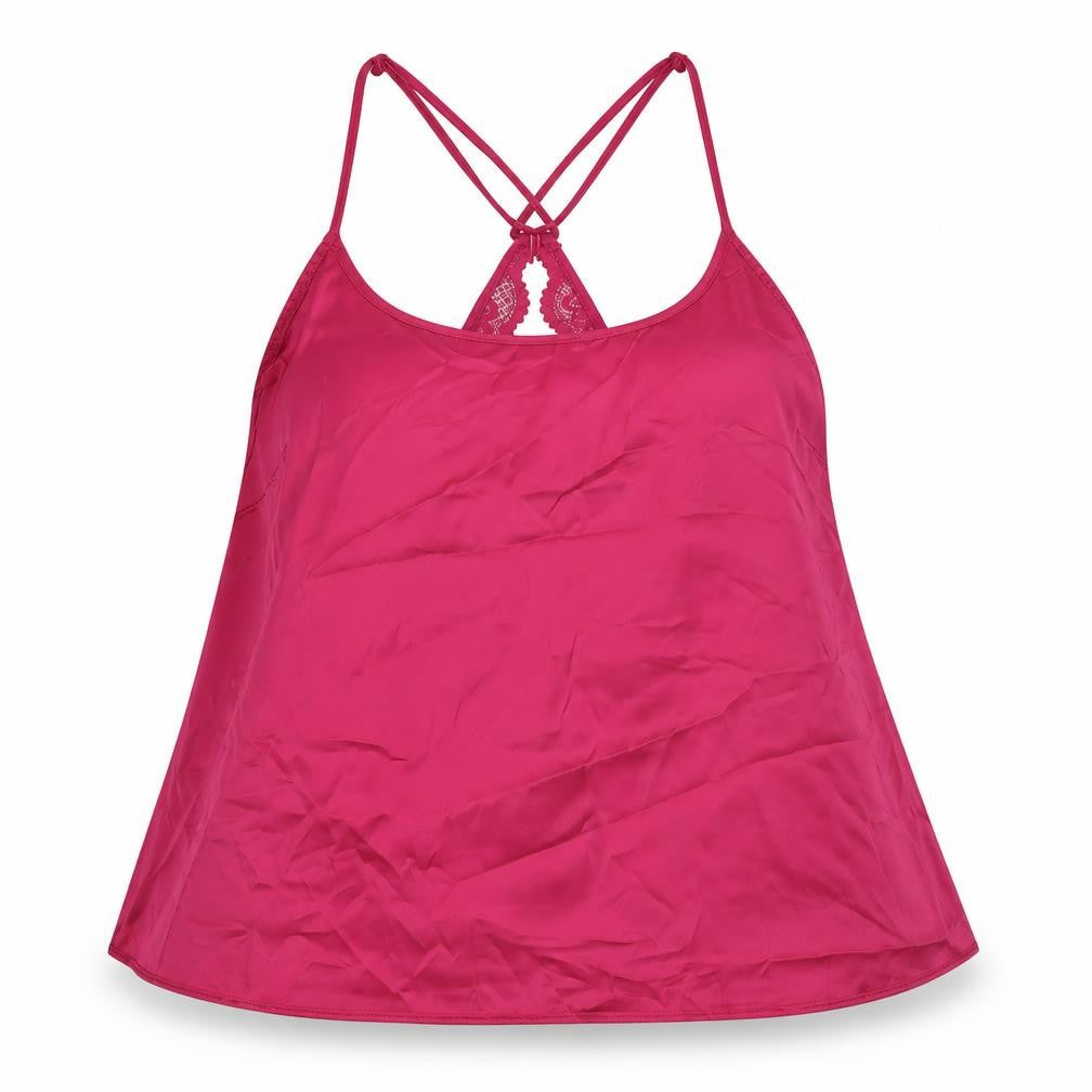 Front view of Marks & Spencer women’s pink solid polyester top pyjama top, size M