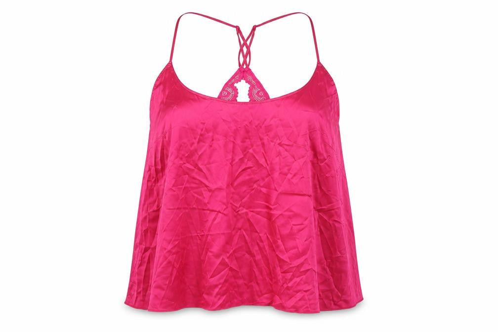 Front view of Marks & Spencer women’s pink solid polyester top pyjama top, size L