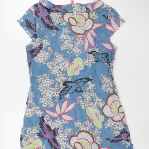 White Stuff Womens Blue Floral Polyester Basic Blouse Size 12 Round Neck