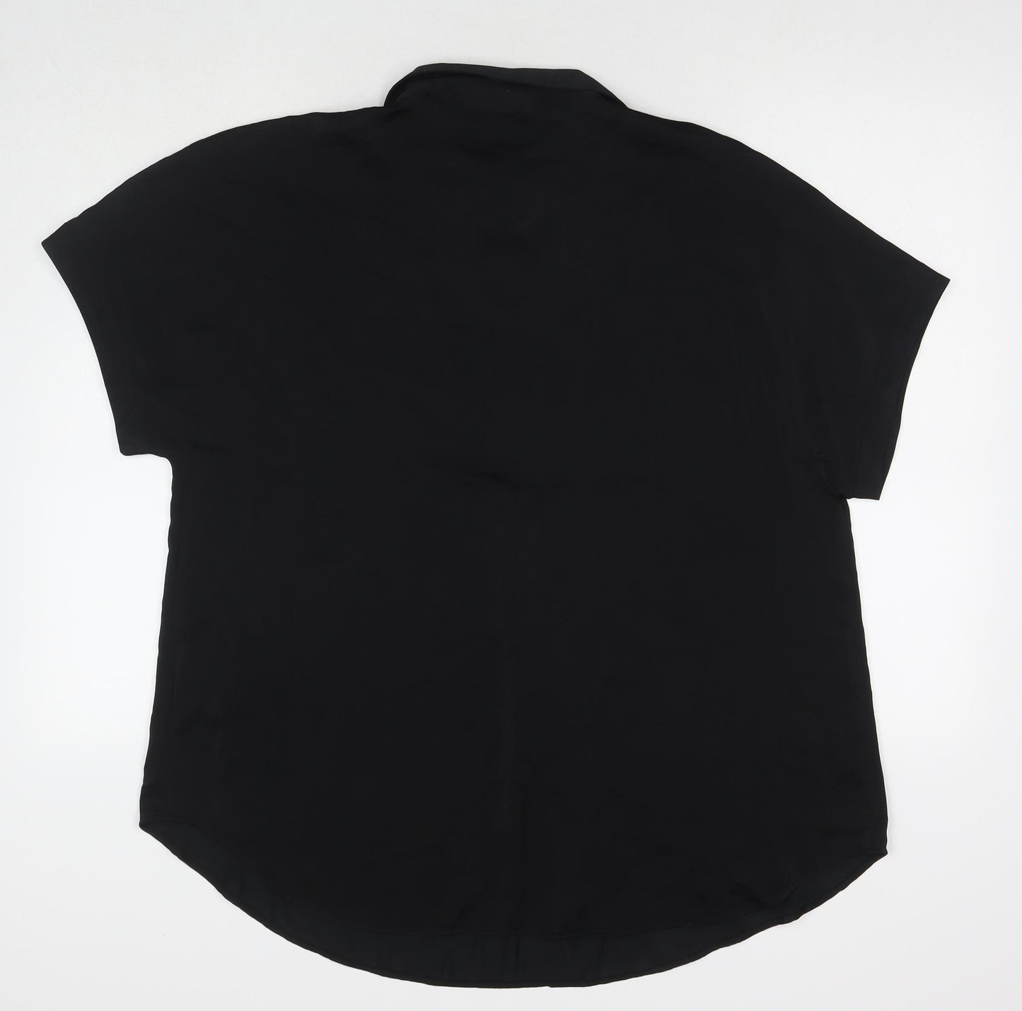 Marks and Spencer Womens Black Polyester Basic Blouse Size 16 Collared