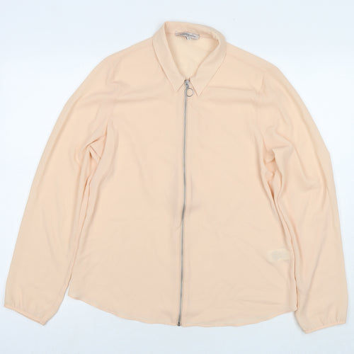 Marks and Spencer Womens Beige Polyester Basic Blouse Size 12 Collared