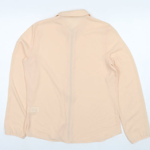 Marks and Spencer Womens Beige Polyester Basic Blouse Size 12 Collared