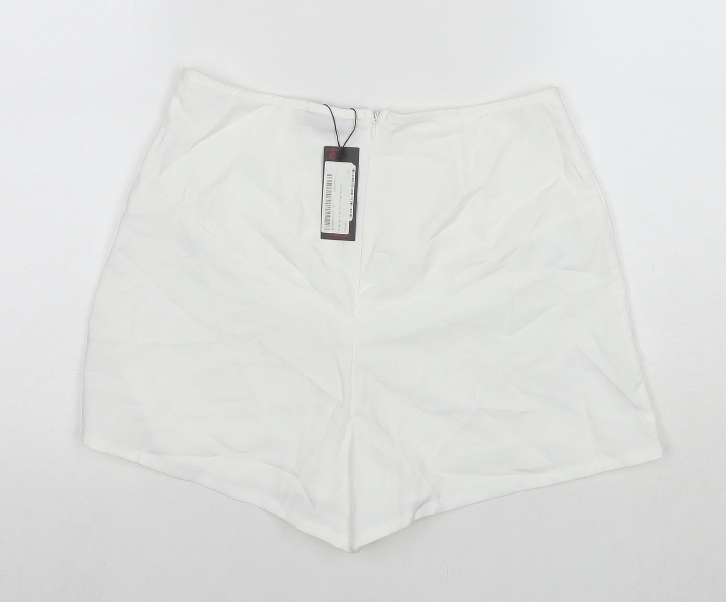 Misspap Womens White Polyester Hot Pants Shorts Size 10 L3 in Regular Zip