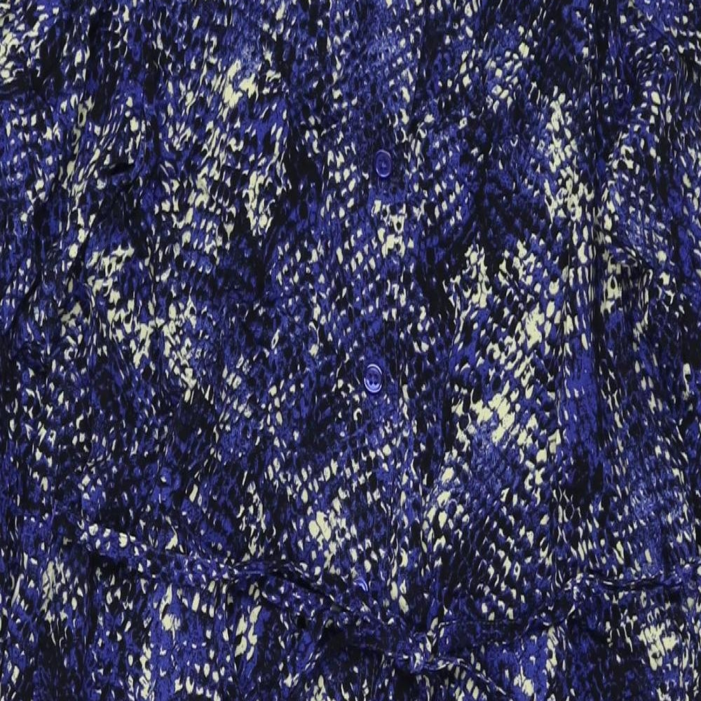 Marks and Spencer Womens Blue Animal Print Viscose Maxi Size 12 Collared Button - Snake Pattern