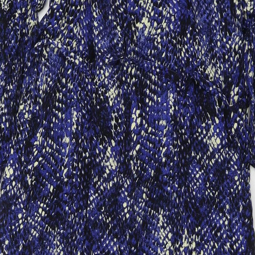 Marks and Spencer Womens Blue Animal Print Viscose Maxi Size 12 Collared Button - Snake Pattern