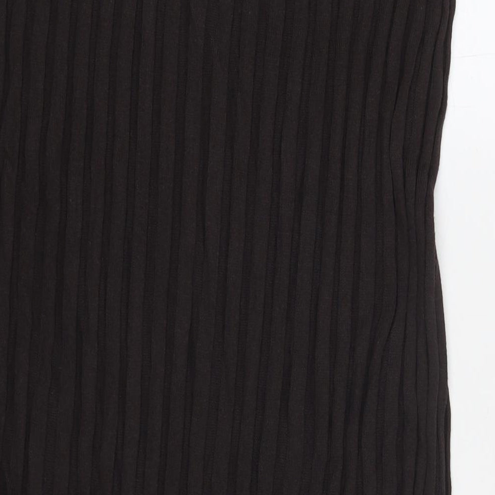 Marks and Spencer Womens Brown Polyester Pleated Skirt Size 20