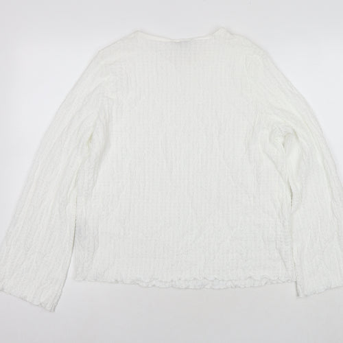 Marks and Spencer Womens White Patent Leather Basic Blouse Size 12 Round Neck