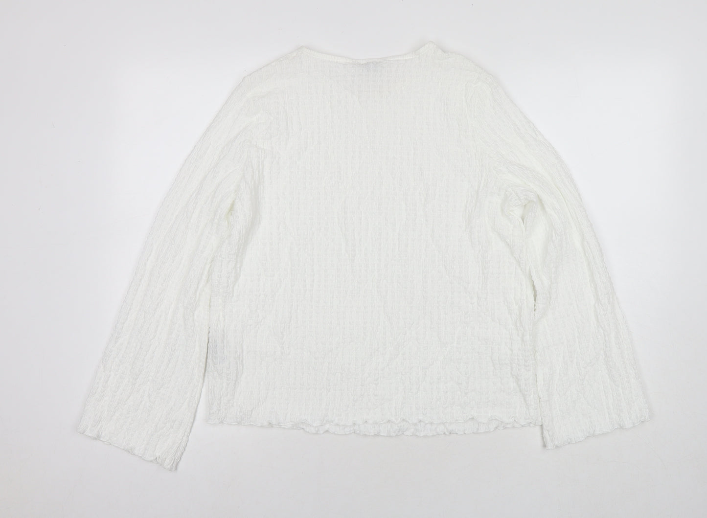 Marks and Spencer Womens White Patent Leather Basic Blouse Size 12 Round Neck