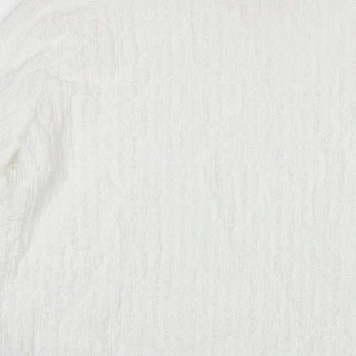 Marks and Spencer Womens White Patent Leather Basic Blouse Size 12 Round Neck