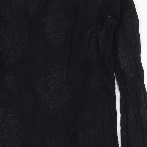 NEXT Womens Black Cotton Tunic Blouse Size 10 V-Neck