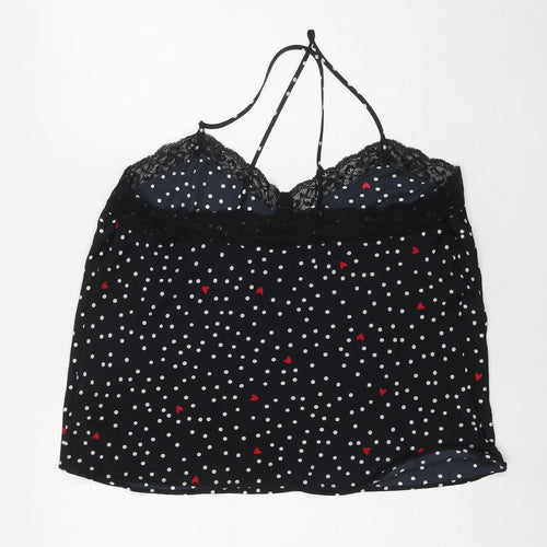 Marks and Spencer Womens Black Polka Dot Polyester Top Pyjama Top Size 18 - Hearts