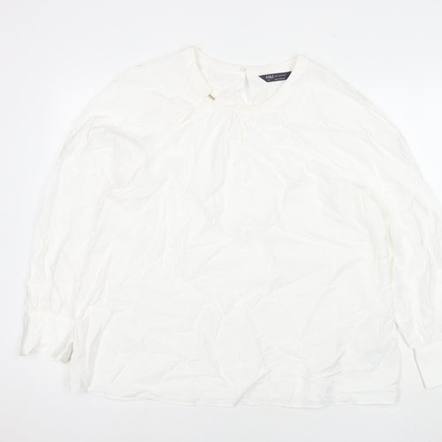 Marks and Spencer Womens White Viscose Basic Blouse Size 18 Round Neck