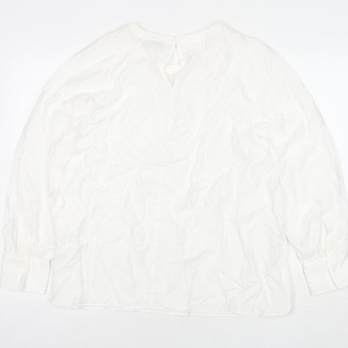 Marks and Spencer Womens White Viscose Basic Blouse Size 18 Round Neck
