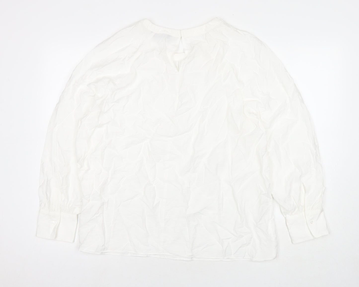 Marks and Spencer Womens White Viscose Basic Blouse Size 18 Round Neck