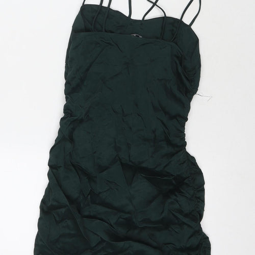 Zara Womens Green Polyester Mini Size S Square Neck Zip