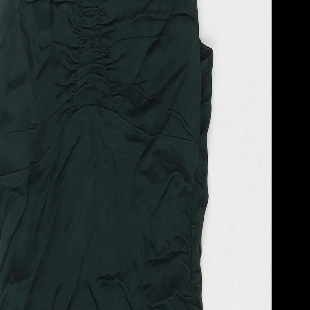 Zara Womens Green Polyester Mini Size S Square Neck Zip