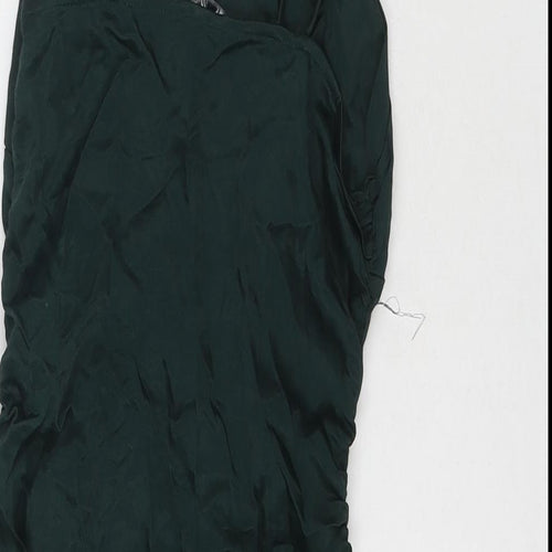Zara Womens Green Polyester Mini Size S Square Neck Zip