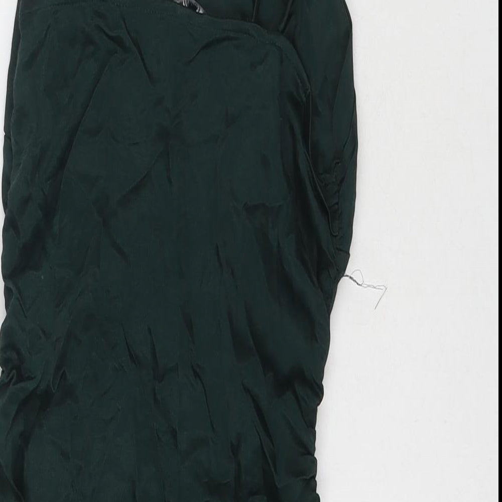 Zara Womens Green Polyester Mini Size S Square Neck Zip