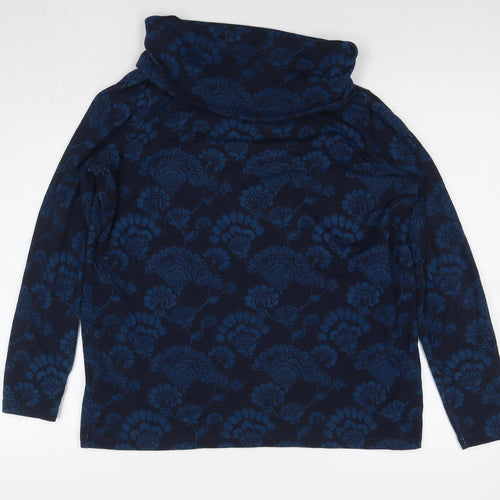 Lily & Me Womens Blue Roll Neck Floral Polyester Pullover Jumper Size 12