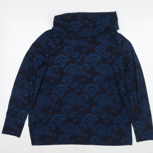 Lily & Me Womens Blue Roll Neck Floral Polyester Pullover Jumper Size 12