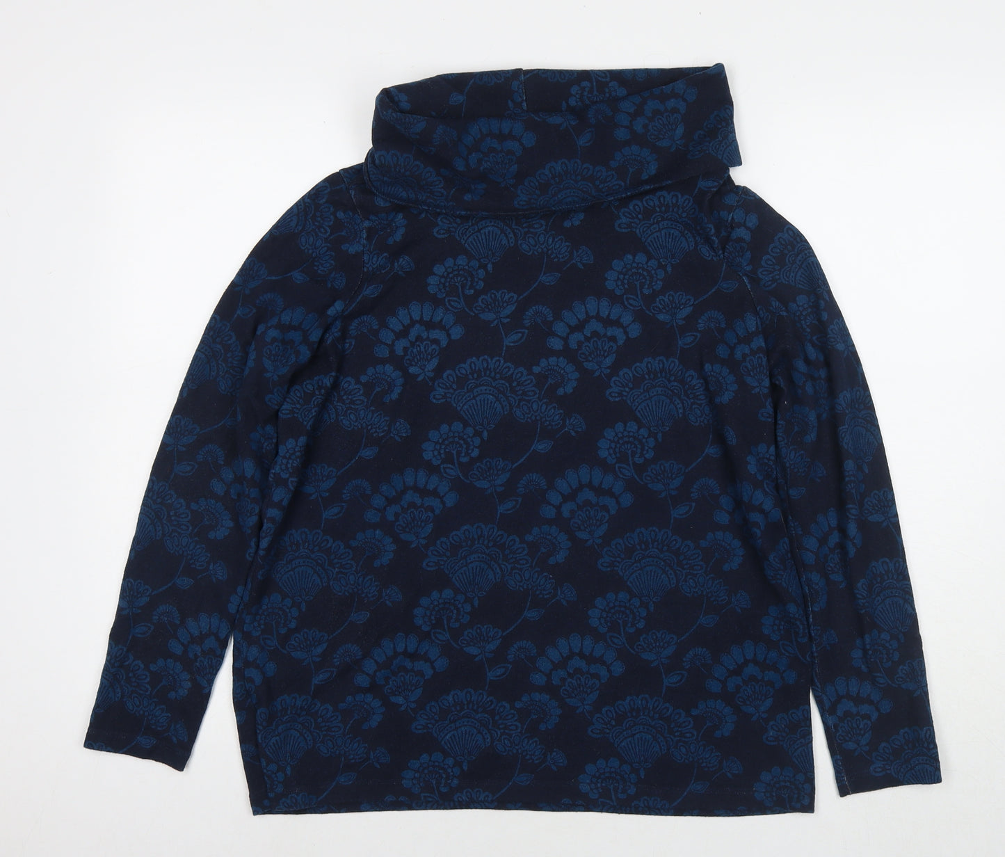 Lily & Me Womens Blue Roll Neck Floral Polyester Pullover Jumper Size 12