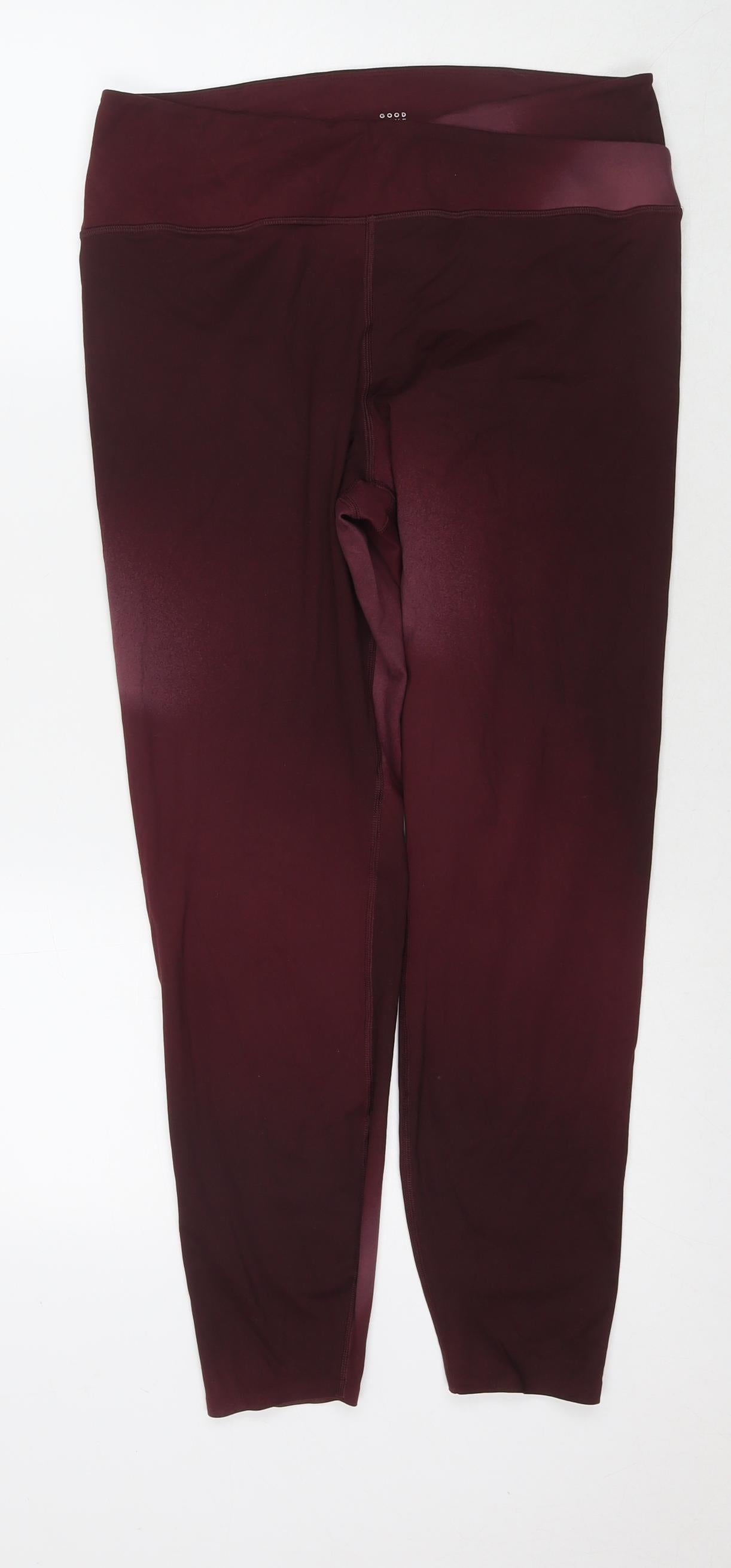 GOODMOVE Womens Red Polyester Pedal Pusher Leggings Size 18 L26 in Regular Pullover