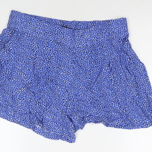 Marks and Spencer Womens Blue Polka Dot Viscose Basic Shorts Size 16 L3 in Regular Pull On