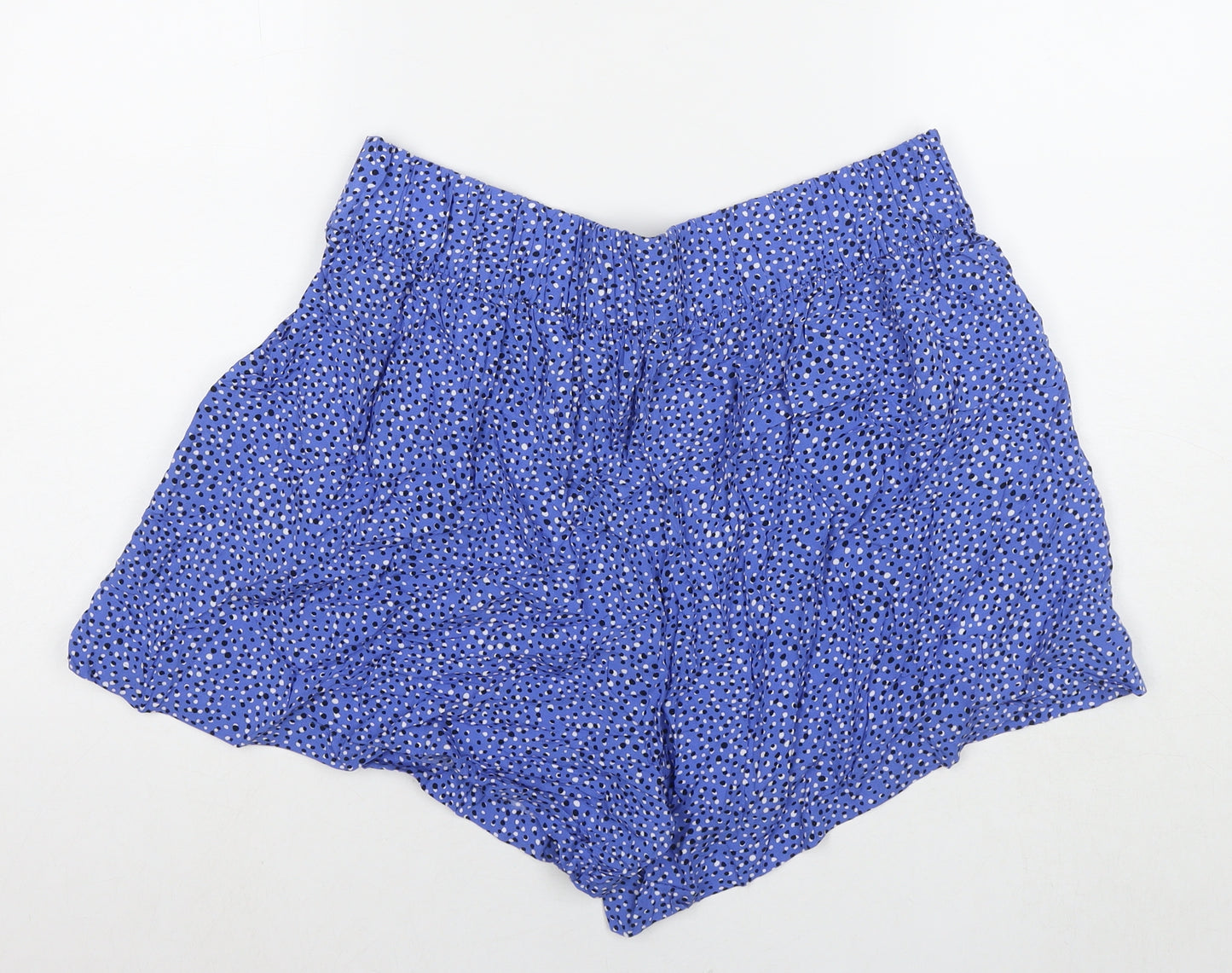 Marks and Spencer Womens Blue Polka Dot Viscose Basic Shorts Size 16 L3 in Regular Pull On