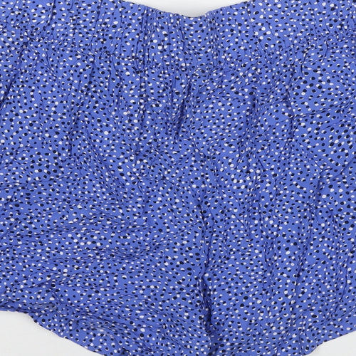 Marks and Spencer Womens Blue Polka Dot Viscose Basic Shorts Size 16 L3 in Regular Pull On