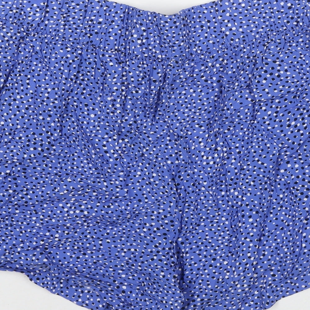 Marks and Spencer Womens Blue Polka Dot Viscose Basic Shorts Size 16 L3 in Regular Pull On