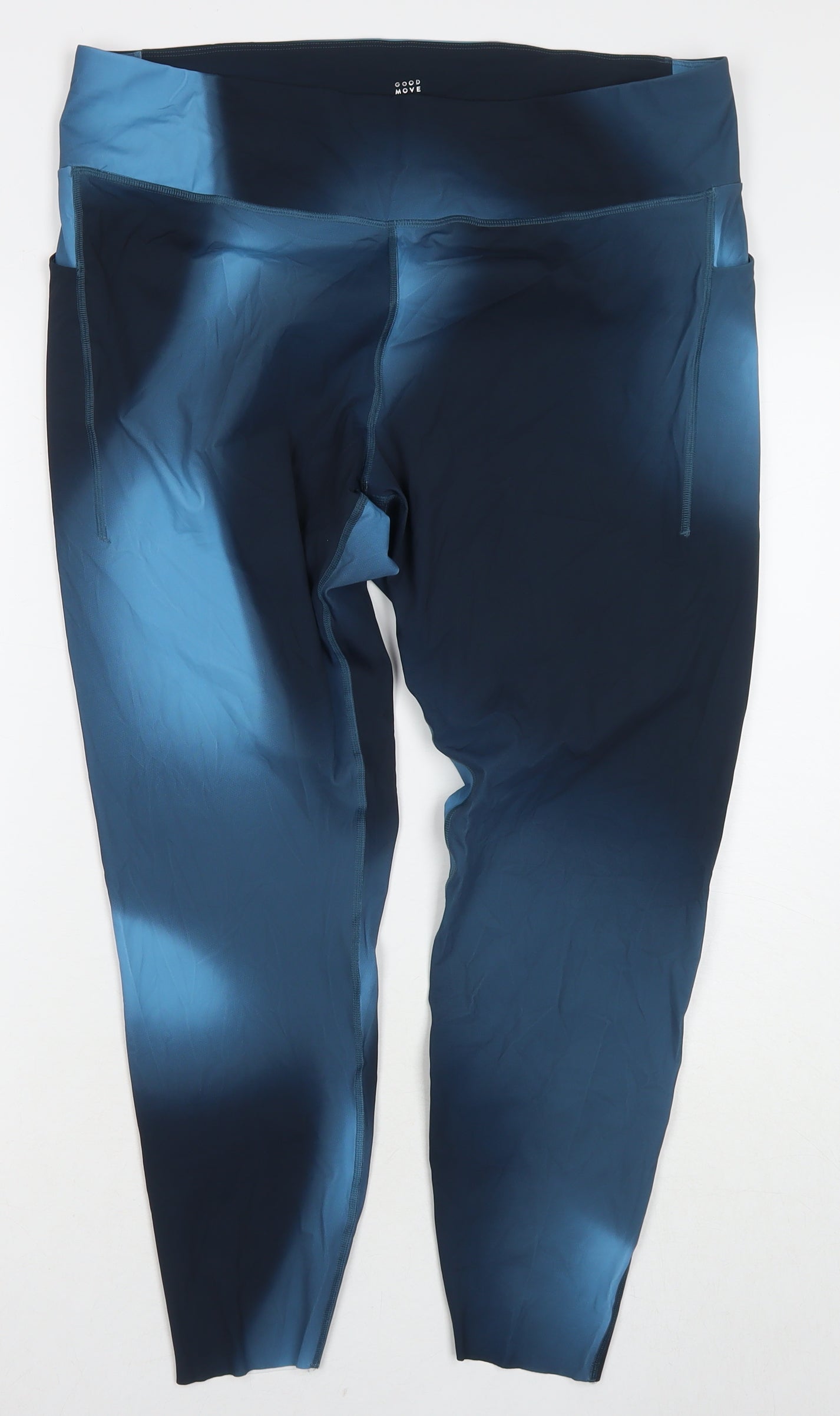 GOODMOVE Womens Blue Polyester Pedal Pusher Leggings Size 22 L24 in Regular Pullover