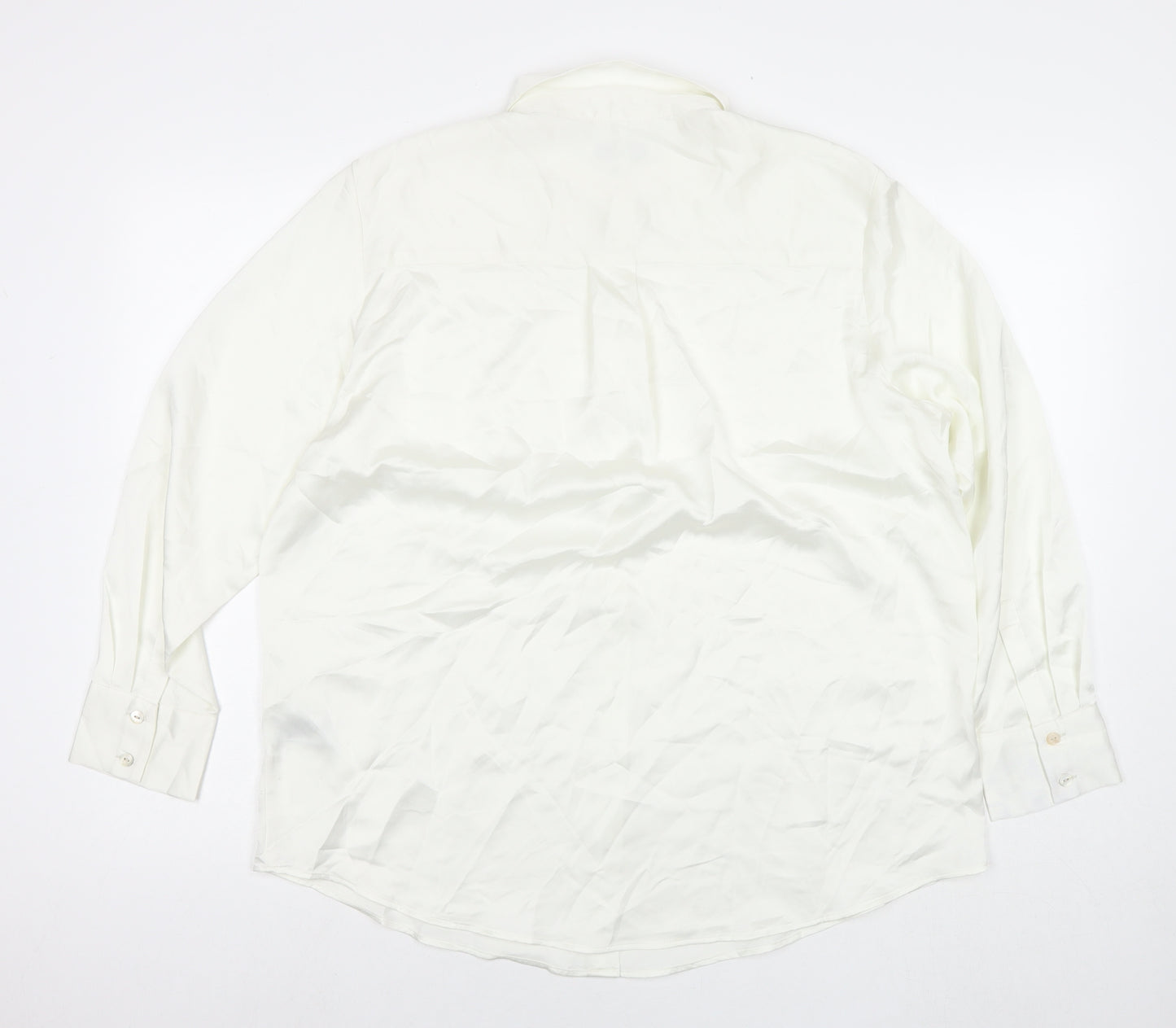 Marks and Spencer Womens White Polyester Basic Button-Up Size 14 Collared